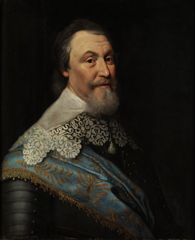 Portrait of the Swedish Minister and Commander Axel Oxenstierna Södermöre (1586 - 1654) by Queen Christina of Sweden by Michiel Jansz van Mierevelt